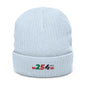 Embroidered '254' Ribbed Knit Beanie — Kenyan Flag Colors Winter Hat
