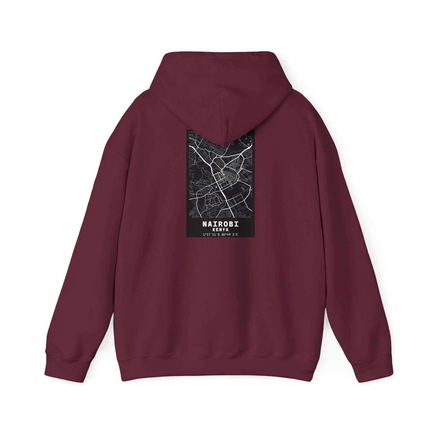 Nairobi City Map Hoodie — Minimal Black Street Map Sweatshirt