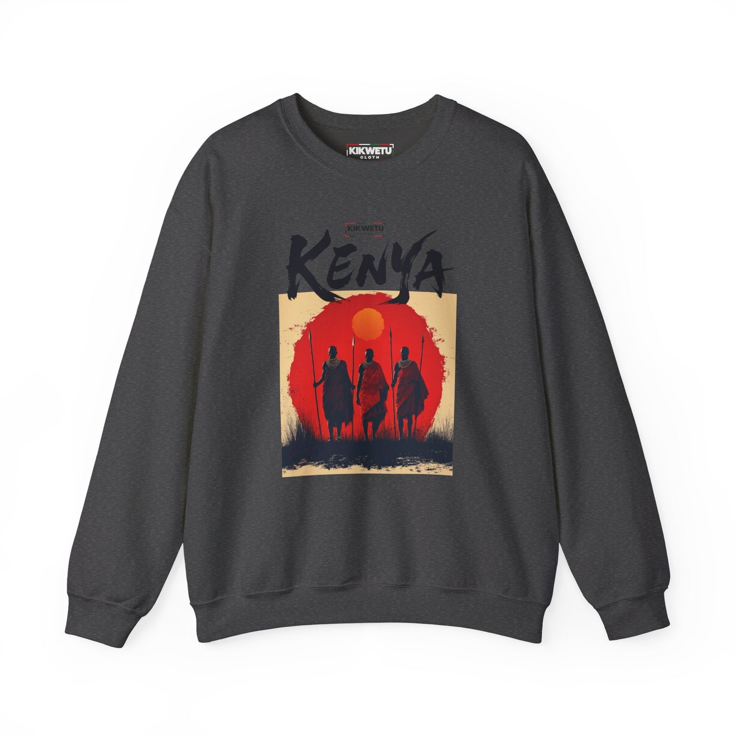 Kenya Safari Crewneck Sweatshirt — African Sunset Masai Design