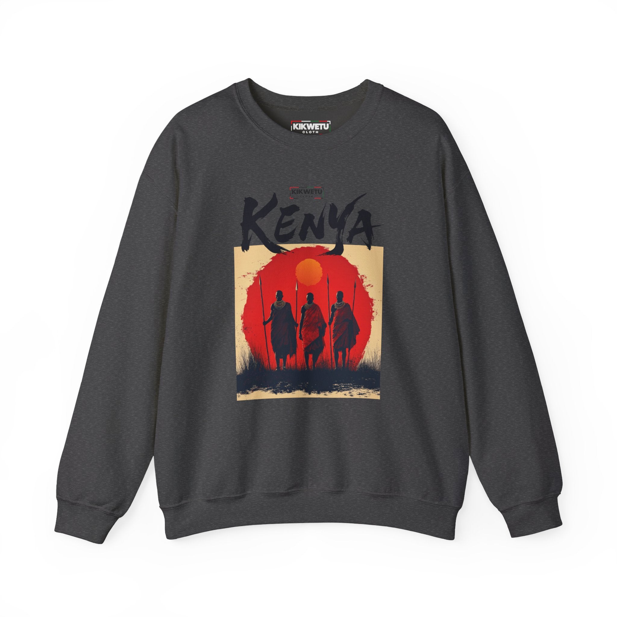 Kenya Safari Crewneck Sweatshirt — African Sunset Masai Design