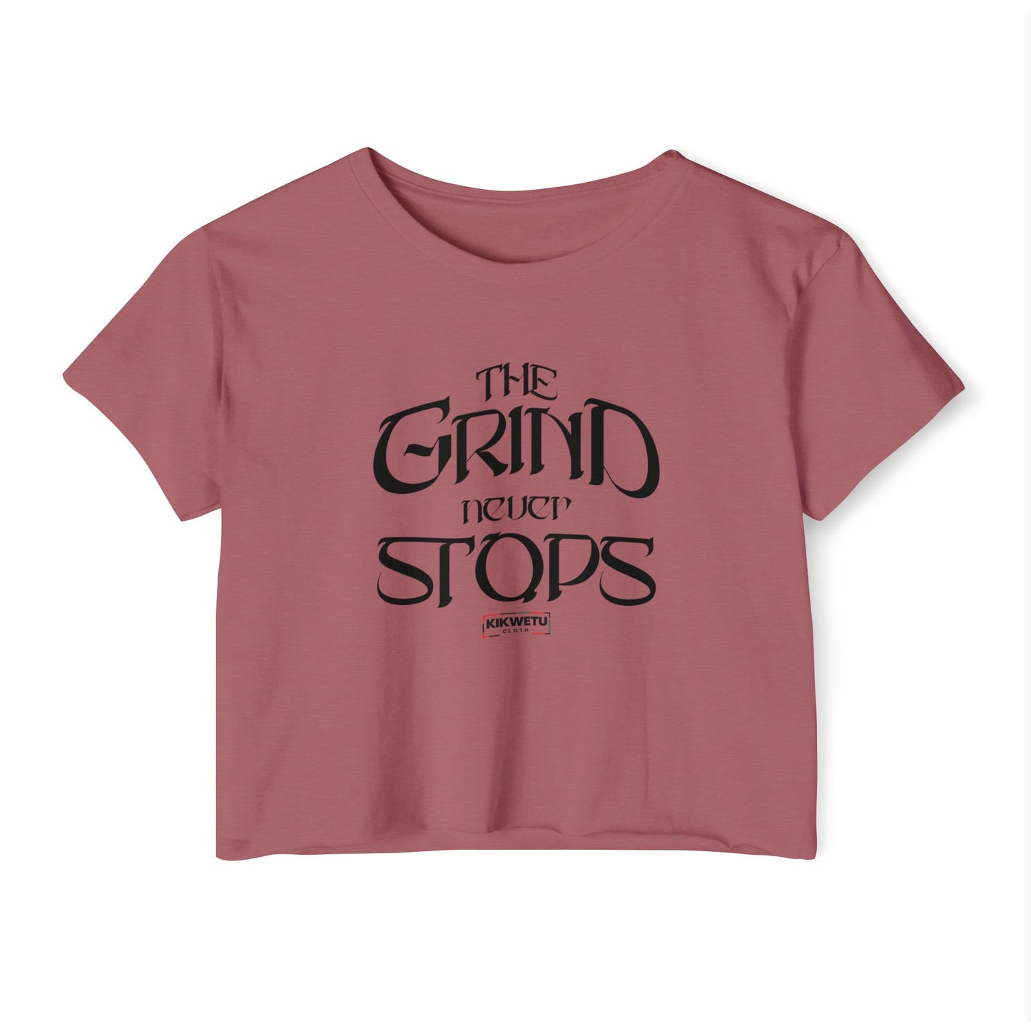 Women's Crop Top — "The Grind Never Stops" Festival Tee