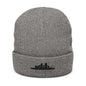 Embroidered City Skyline Ribbed Beanie – Minimal Urban Knit Hat