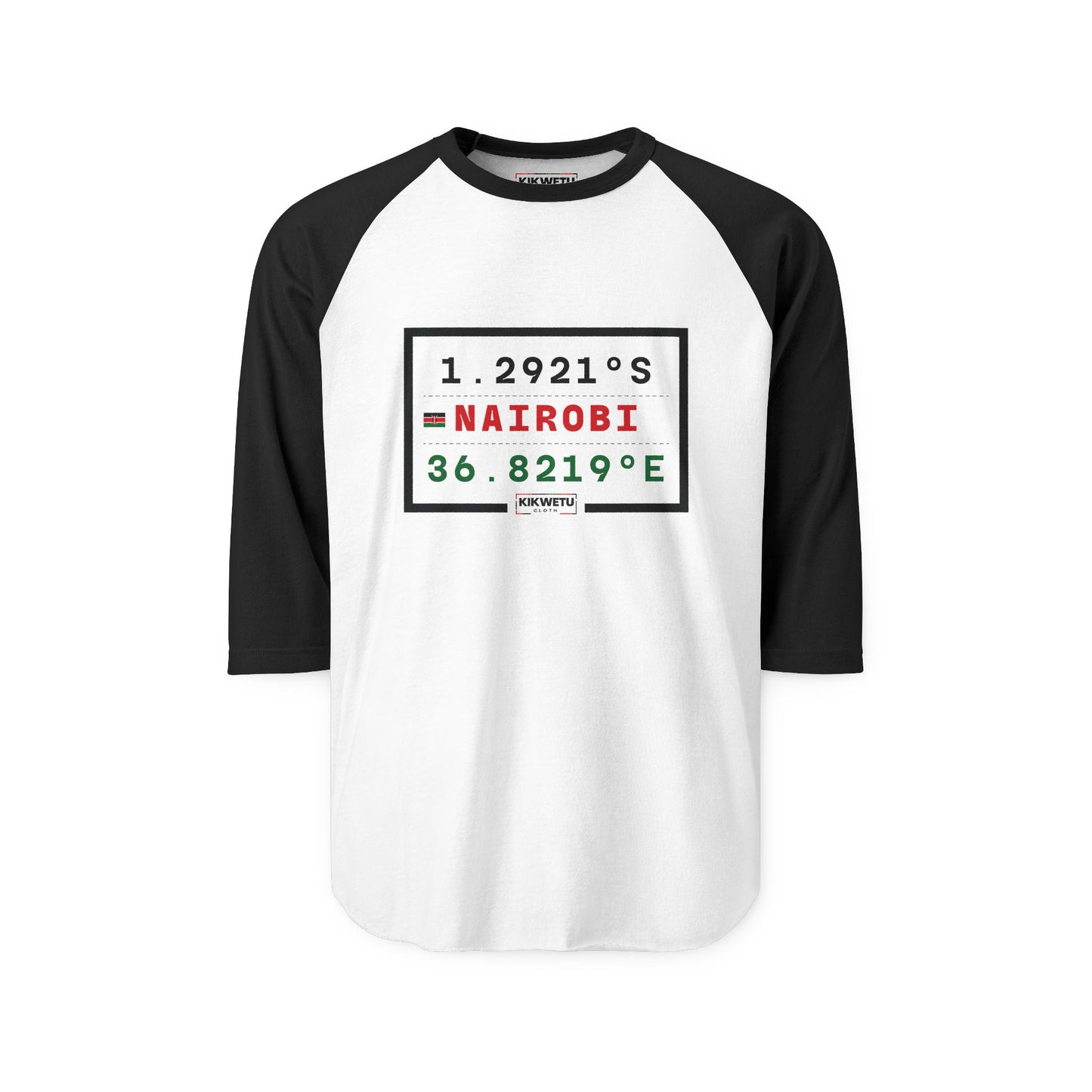 Nairobi Coordinates Raglan Shirt — 1.2921S 36.8219E City Coordinates Baseball Tee