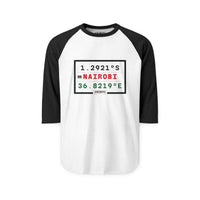 Nairobi Coordinates Raglan Shirt — 1.2921S 36.8219E City Coordinates Baseball Tee