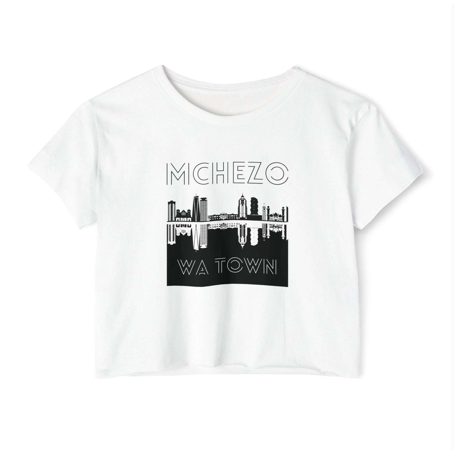 Mchezo Wa Town Crop Top — Black Skyline Festival Tee
