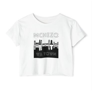 Mchezo Wa Town Crop Top — Black Skyline Festival Tee