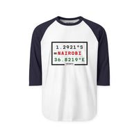 Nairobi Coordinates Raglan Shirt — 1.2921S 36.8219E City Coordinates Baseball Tee