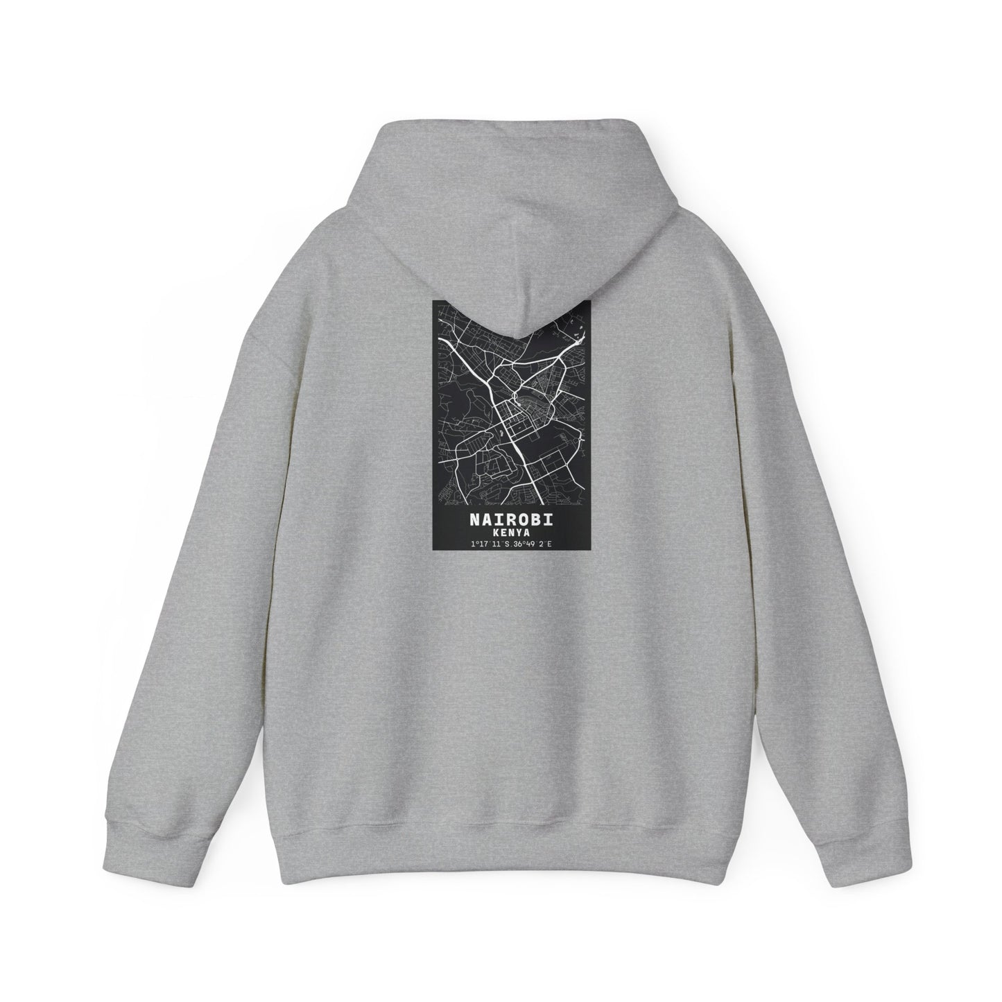 Nairobi City Map Hoodie — Minimal Black Street Map Sweatshirt