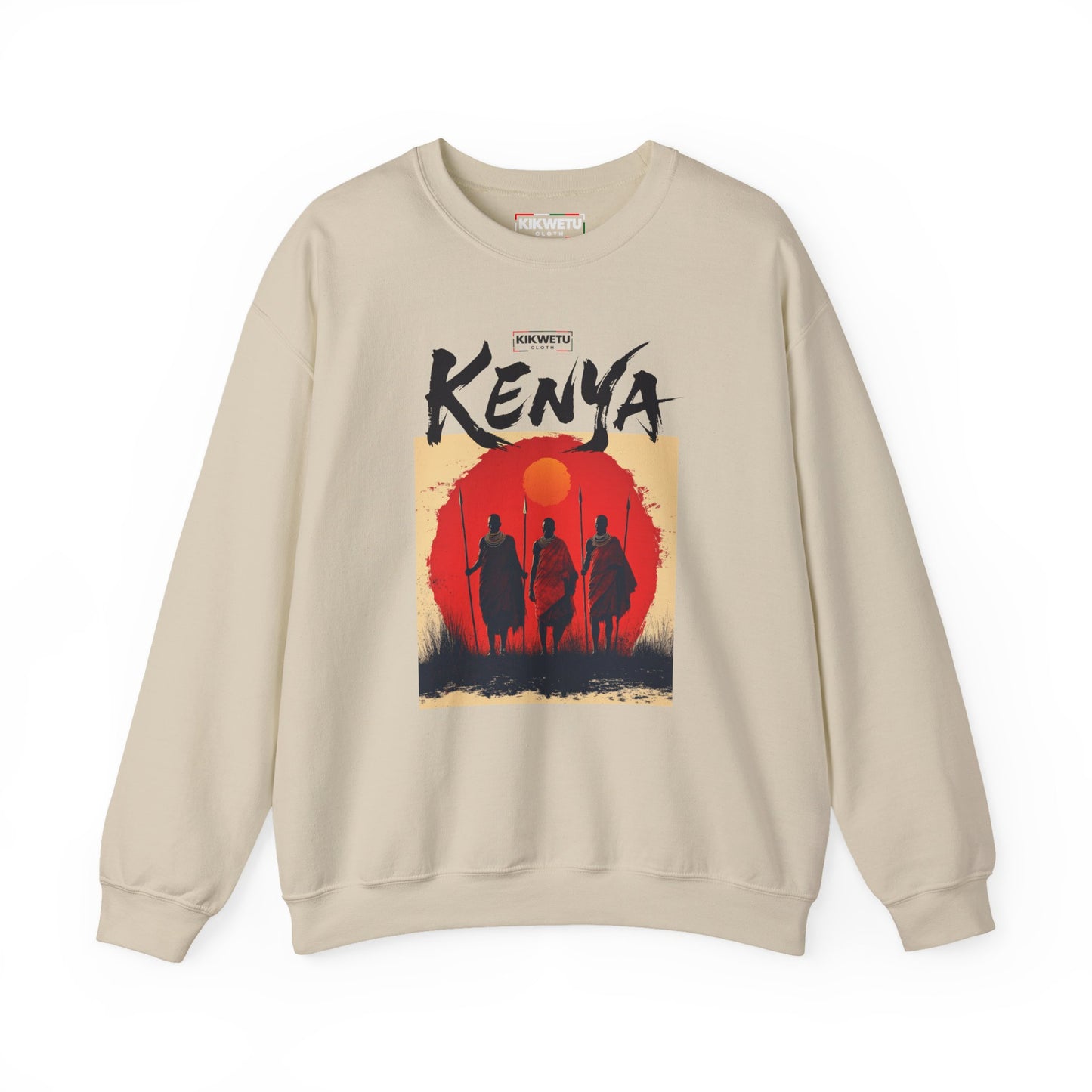 Kenya Safari Crewneck Sweatshirt — African Sunset Masai Design