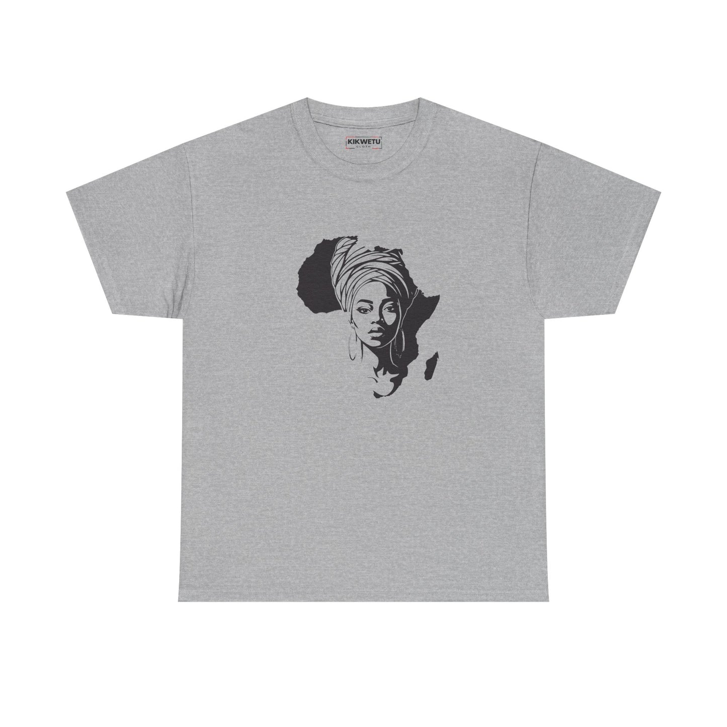 Africa Silhouette Tee with Headwrap Woman – Afrocentric Graphic T-Shirt