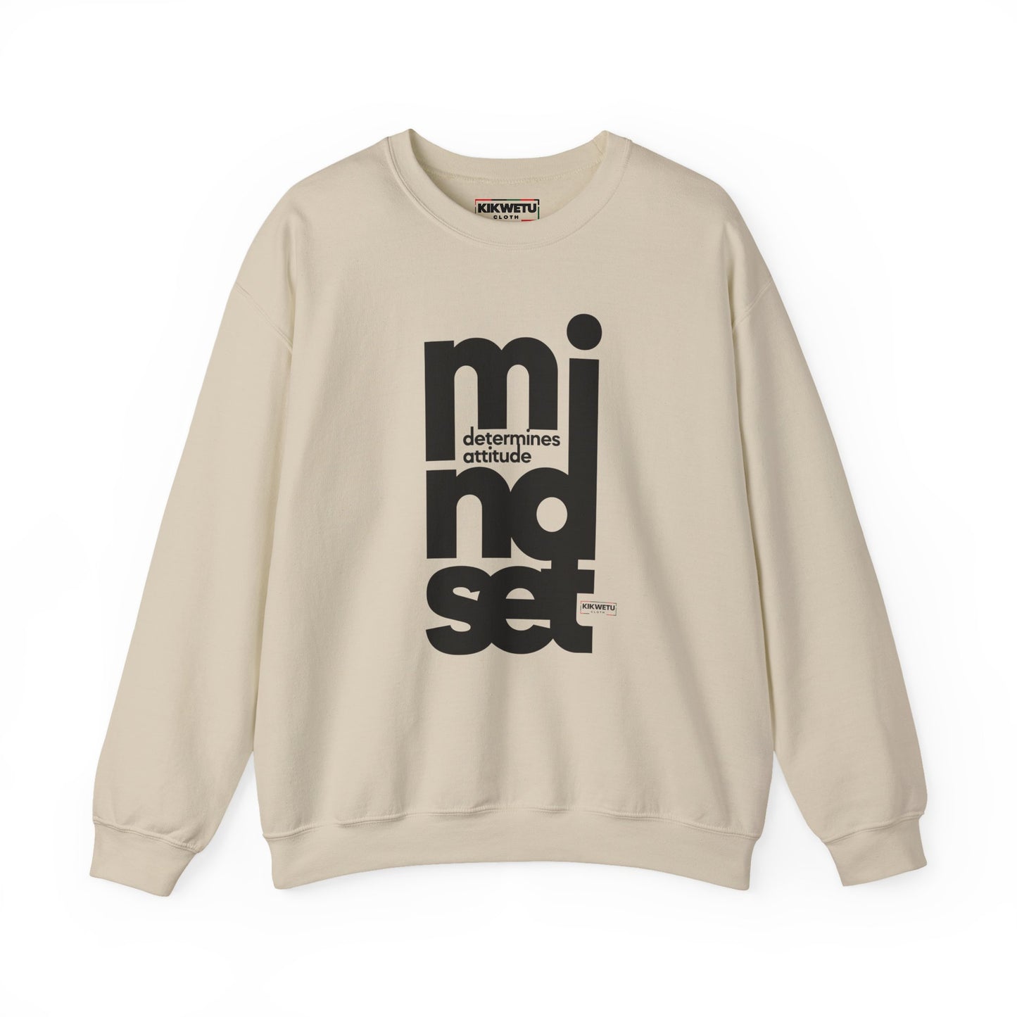 Mindset Crewneck Sweatshirt — "Mindset Determines Attitude" Minimal Typography