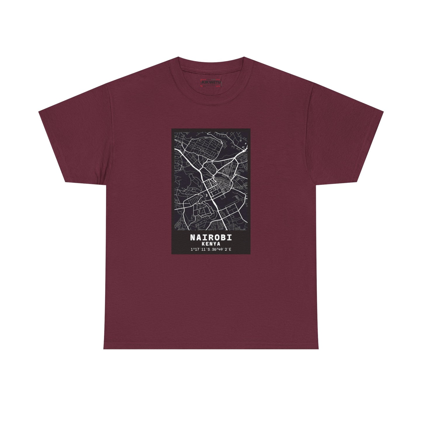 Nairobi City Map Tee — Minimalist Black & White Urban Map T-Shirt