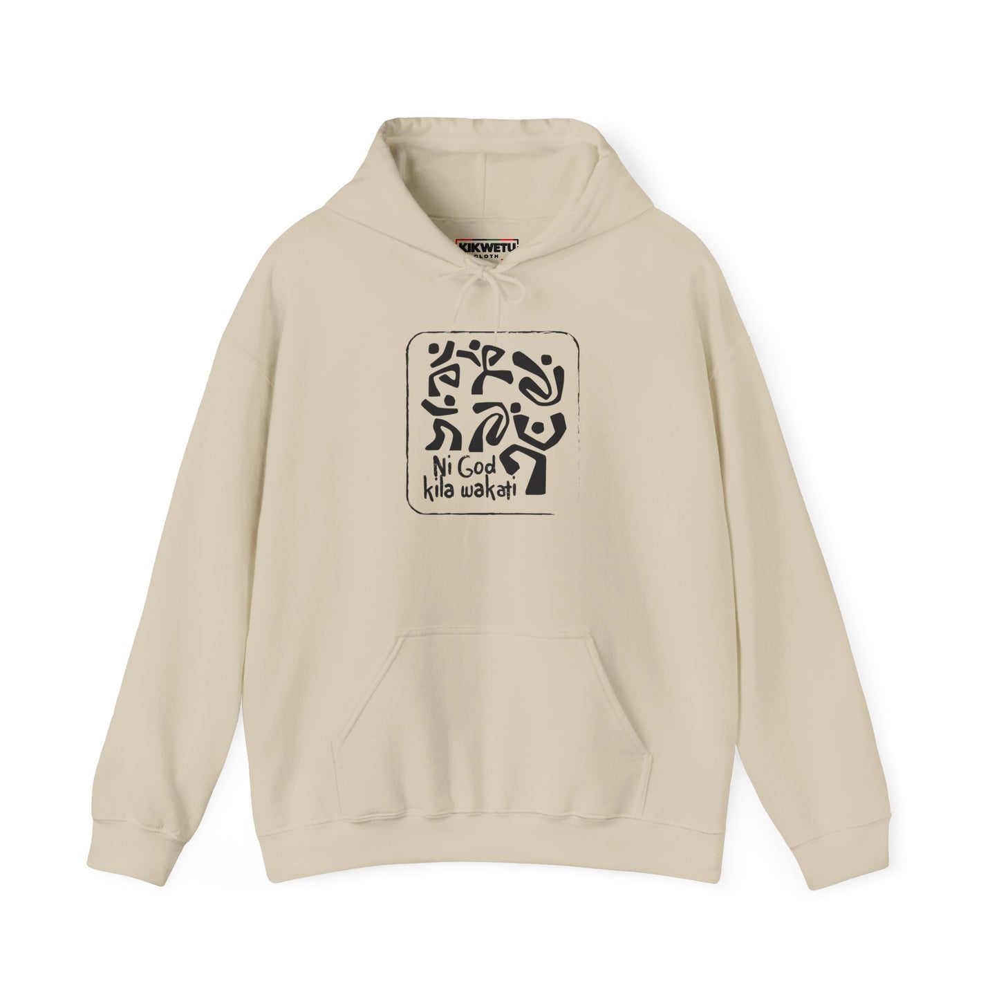 Hoodie — Minimalist Black & White Abstract Design “Ni God Kila Wakati”