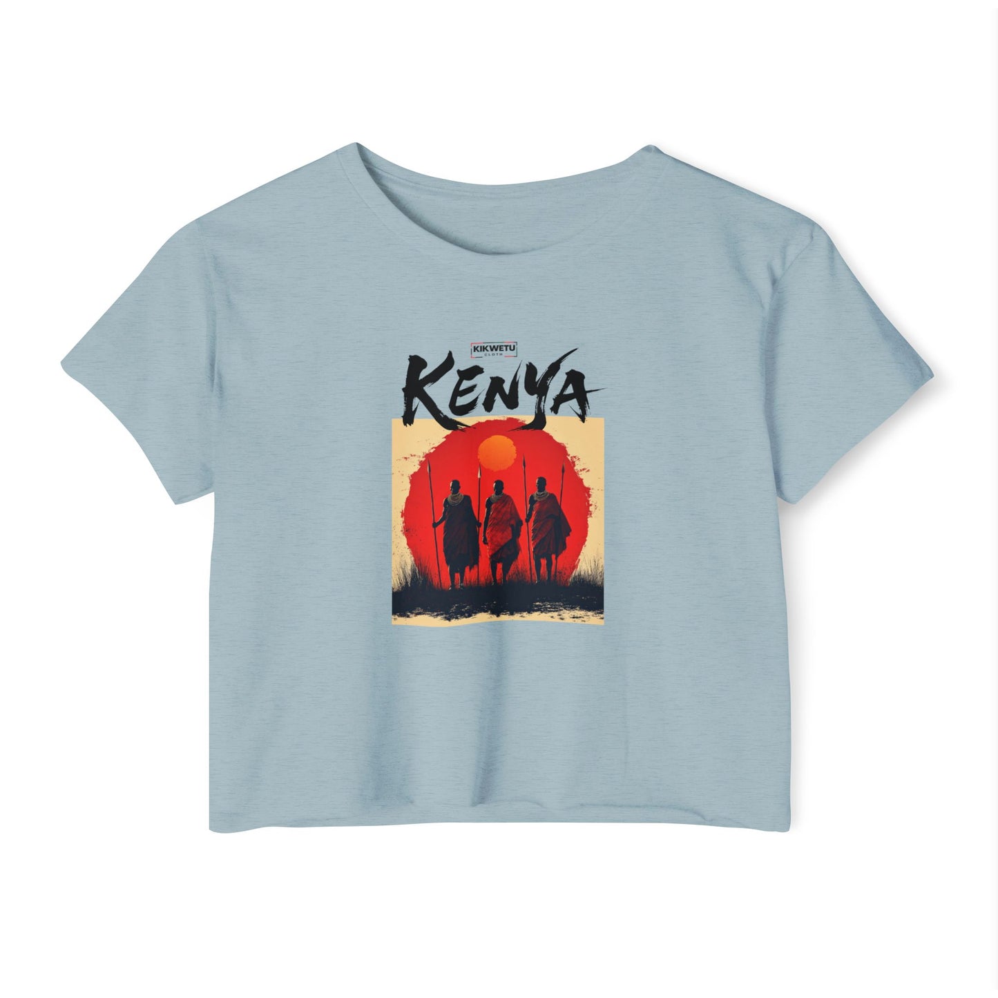 Kenya Sunset Crop Top — Tribal Silhouette Festival Tee