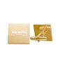 Gold Square Cufflinks — Engraved Minimalist Dress Accessory