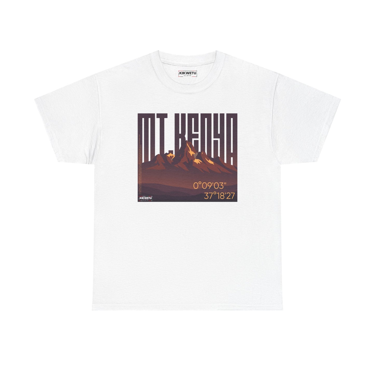 Mountain Graphic Tee – Retro Sunset "Mt Kenya" Coordinates Print