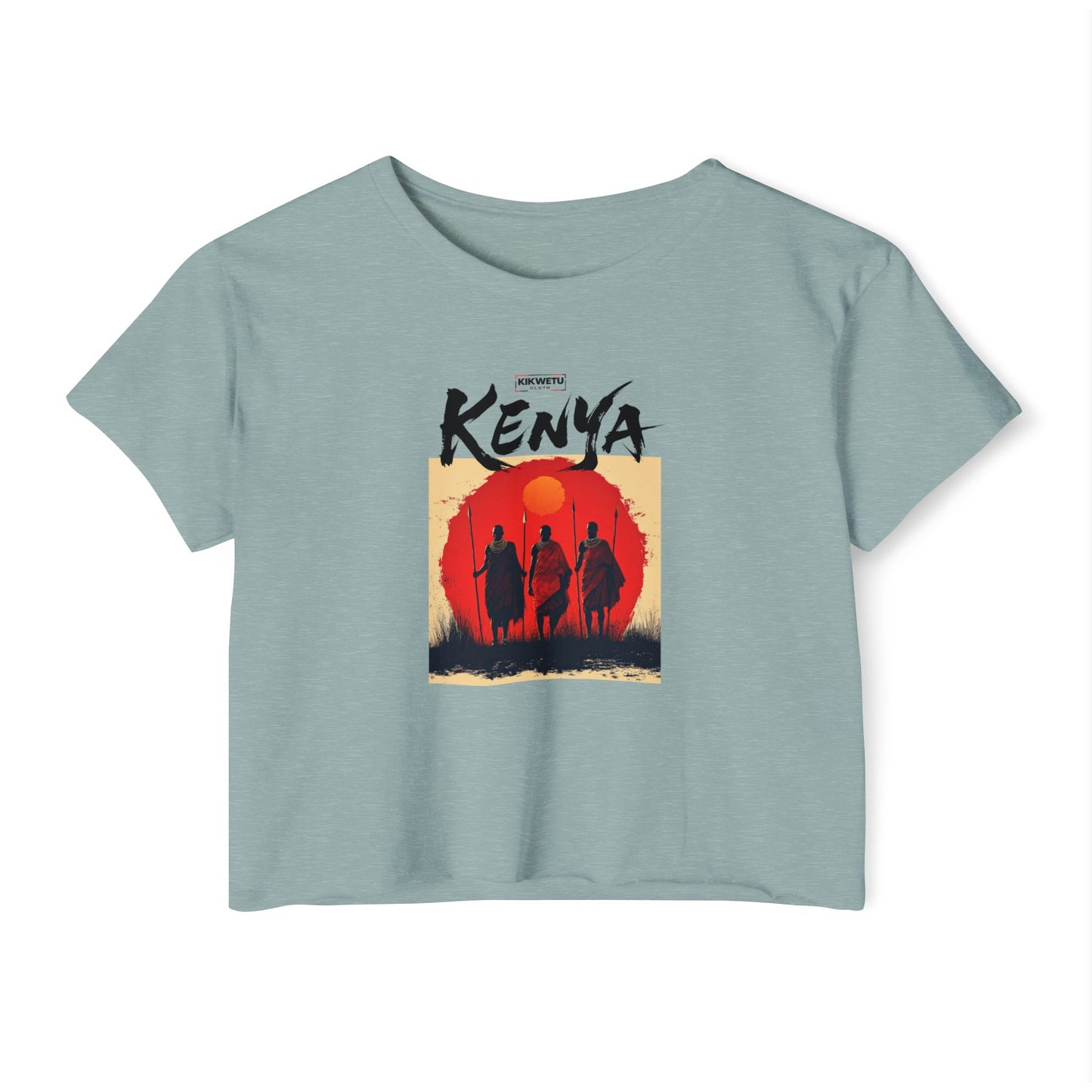 Kenya Sunset Crop Top — Tribal Silhouette Festival Tee