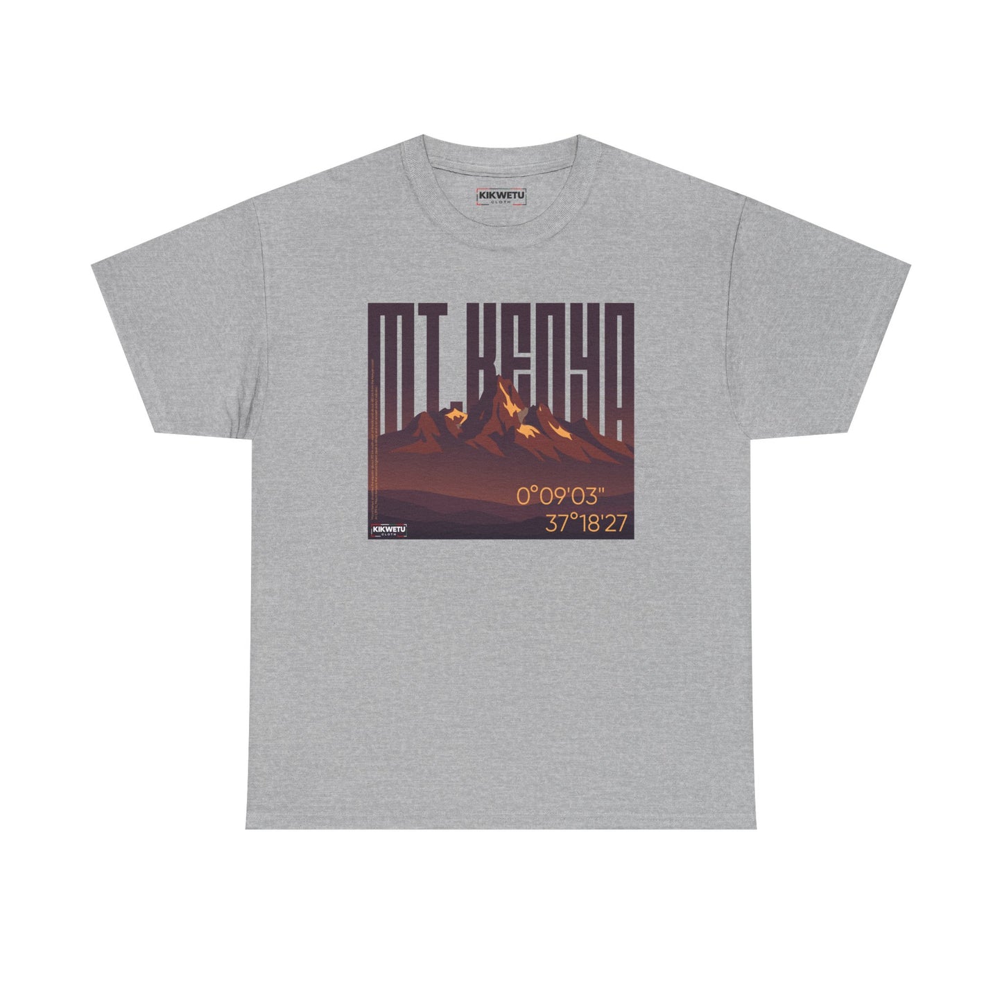 Mountain Graphic Tee – Retro Sunset "Mt Kenya" Coordinates Print