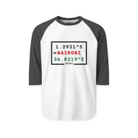 Nairobi Coordinates Raglan Shirt — 1.2921S 36.8219E City Coordinates Baseball Tee