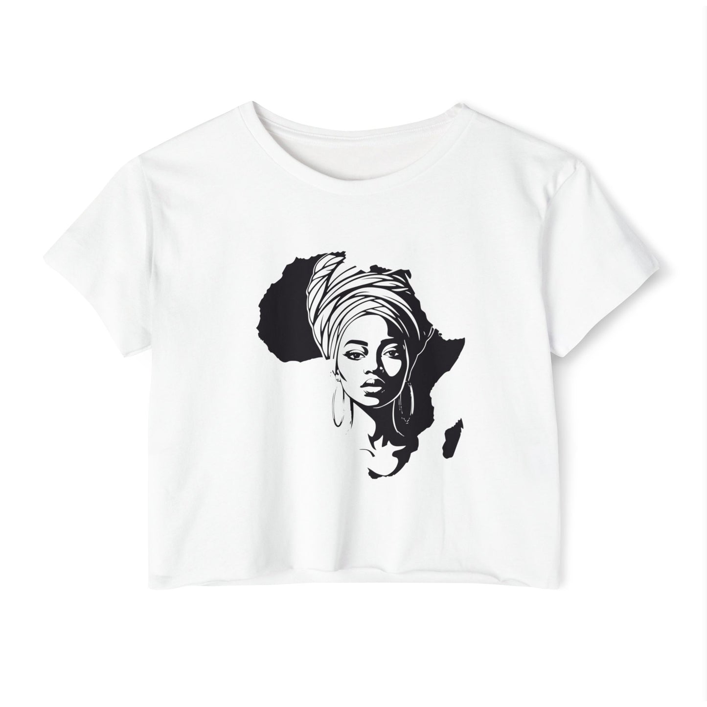 Africa Silhouette Crop Top — Afrocentric Headwrap Festival Shirt