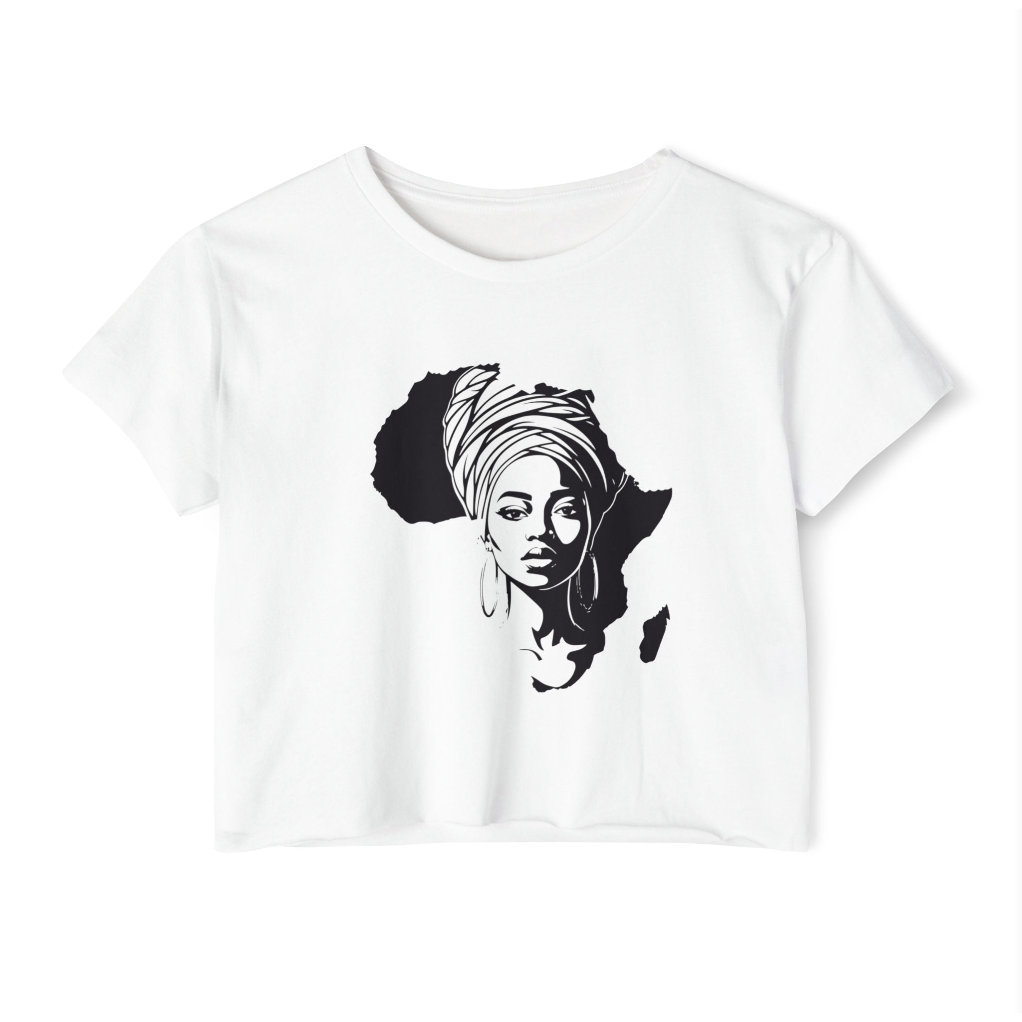 Africa Silhouette Crop Top — Afrocentric Headwrap Festival Shirt