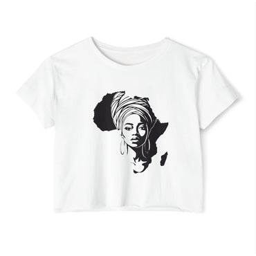Africa Silhouette Crop Top — Afrocentric Headwrap Festival Shirt