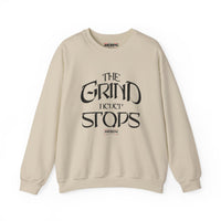 Motivational Crewneck Sweatshirt — "The Grind Never Stops" Inspirational Graphic