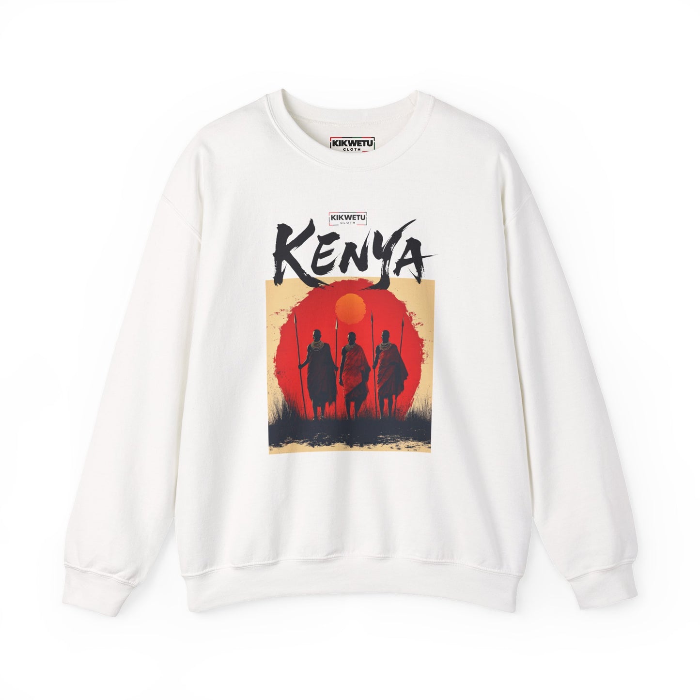 Kenya Safari Crewneck Sweatshirt — African Sunset Masai Design