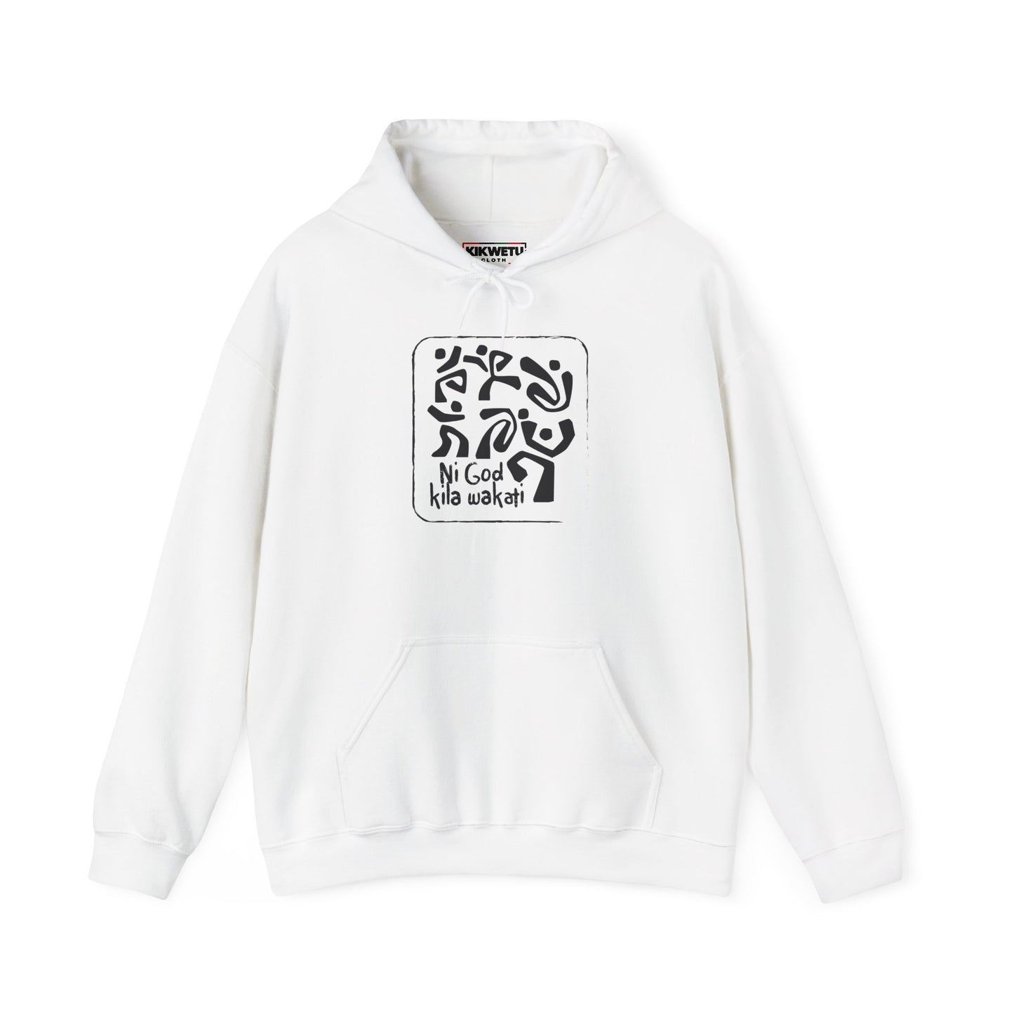 Hoodie — Minimalist Black & White Abstract Design “Ni God Kila Wakati”