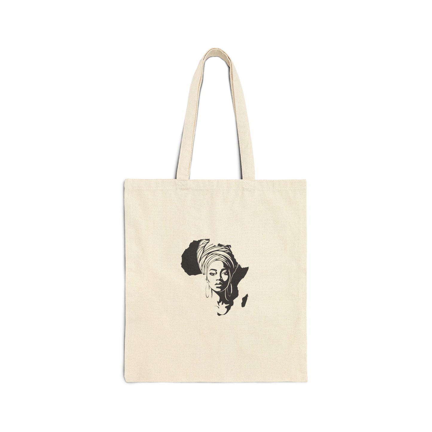 Canvas Tote Bag – Afrocentric Headwrap Silhouette Tote (Natural)