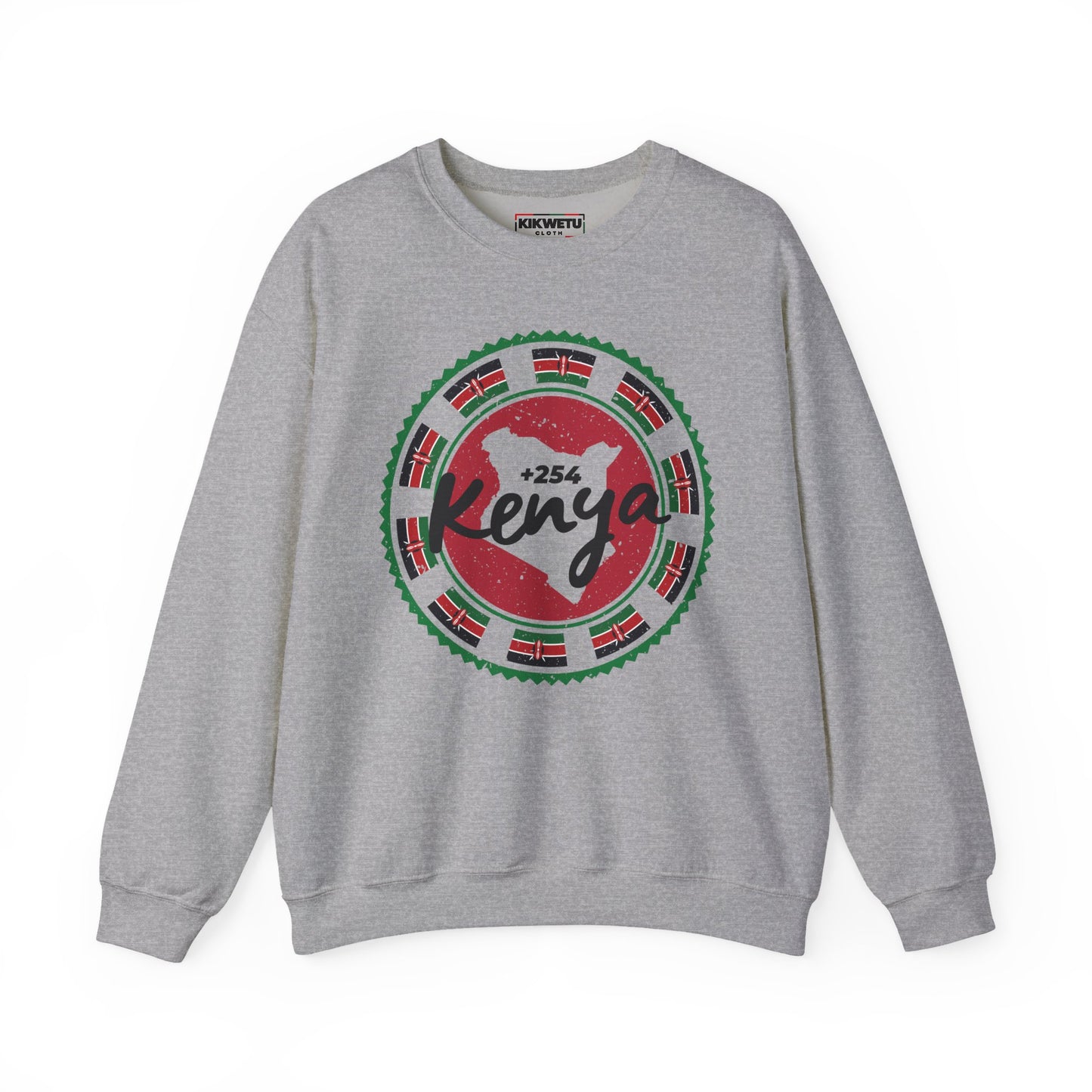 Kenya Map & Flags Crewneck Sweatshirt — +254 Kenya Pride Pullover