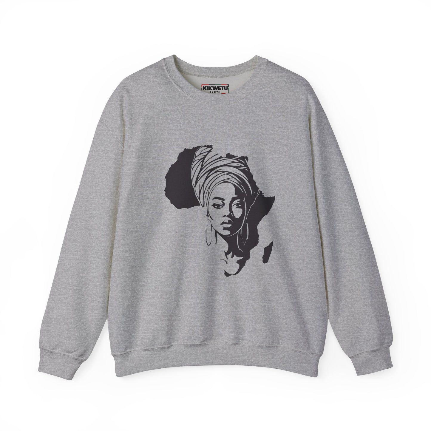 African Queen Crewneck Sweatshirt — Afrocentric Africa Silhouette Design