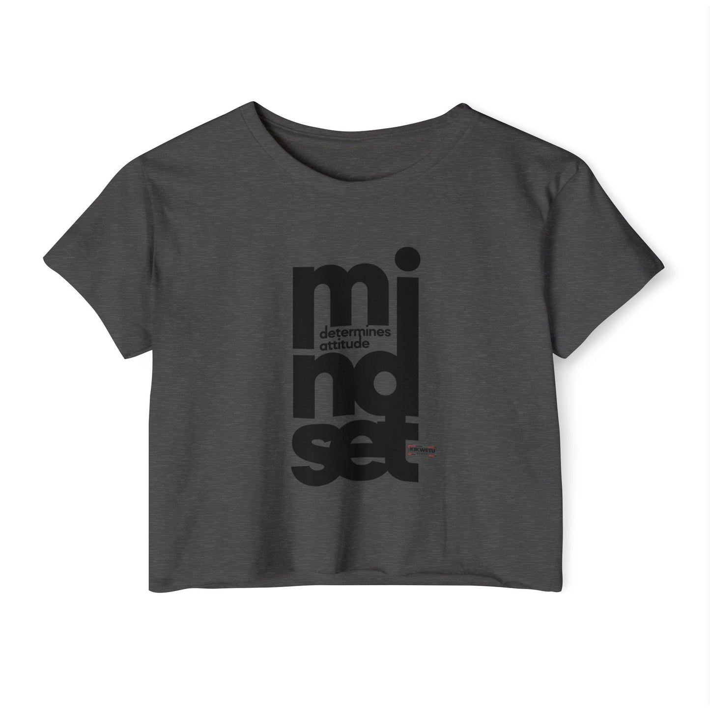 Mindset Crop Top — Vertical Bold Typography Women's Festival Tee