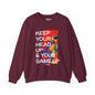 Inspirational Crewneck Sweatshirt — "KEEP YOUR HEAD UP & YOUR GAME UP" Motivational Graphic