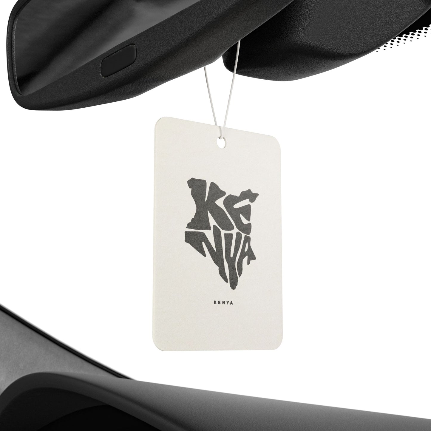 Kenya Map Car Air Freshener — Minimal Black Typography Scented Ornament