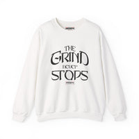 Motivational Crewneck Sweatshirt — "The Grind Never Stops" Inspirational Graphic