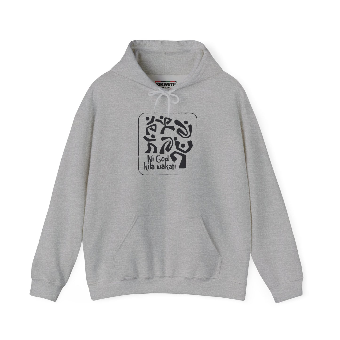 Hoodie — Minimalist Black & White Abstract Design “Ni God Kila Wakati”