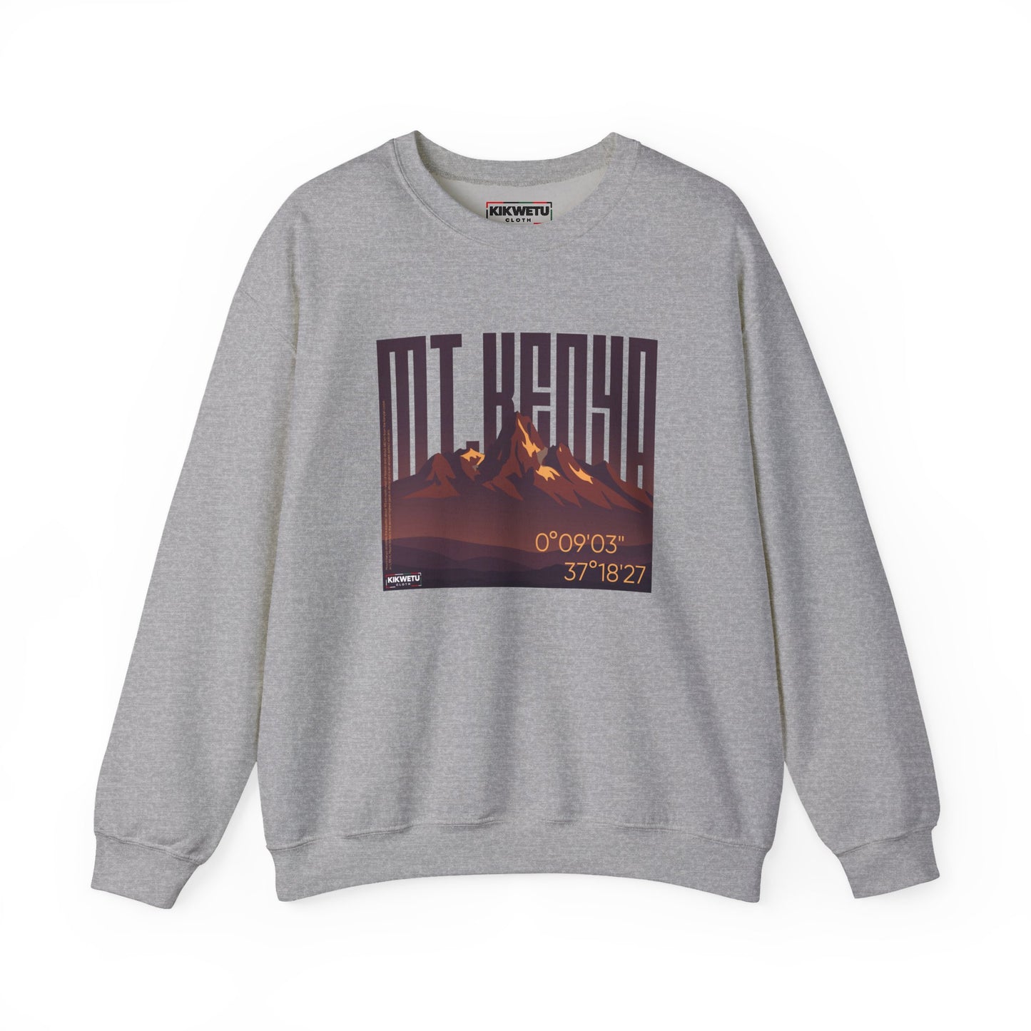 Mt. Kenya Crewneck Sweatshirt — Retro Mountain Graphic with Coordinates