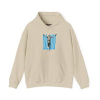 Hoodie — 'GEO' runner Graphic Hoodie with Striped Background