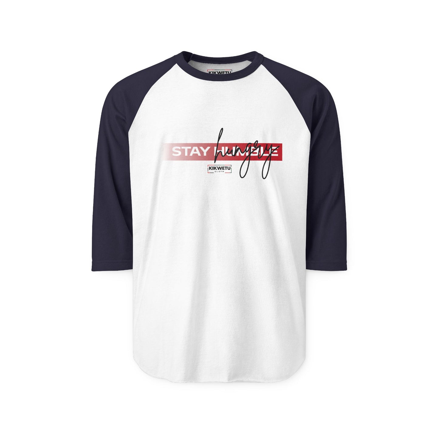 Stay Humble Raglan Shirt — Black & White 3/4 Sleeve Baseball Tee