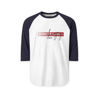 Stay Humble Raglan Shirt — Black & White 3/4 Sleeve Baseball Tee