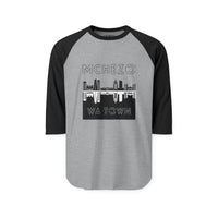 McHezo Wa Town Raglan Shirt — City Skyline Baseball Tee