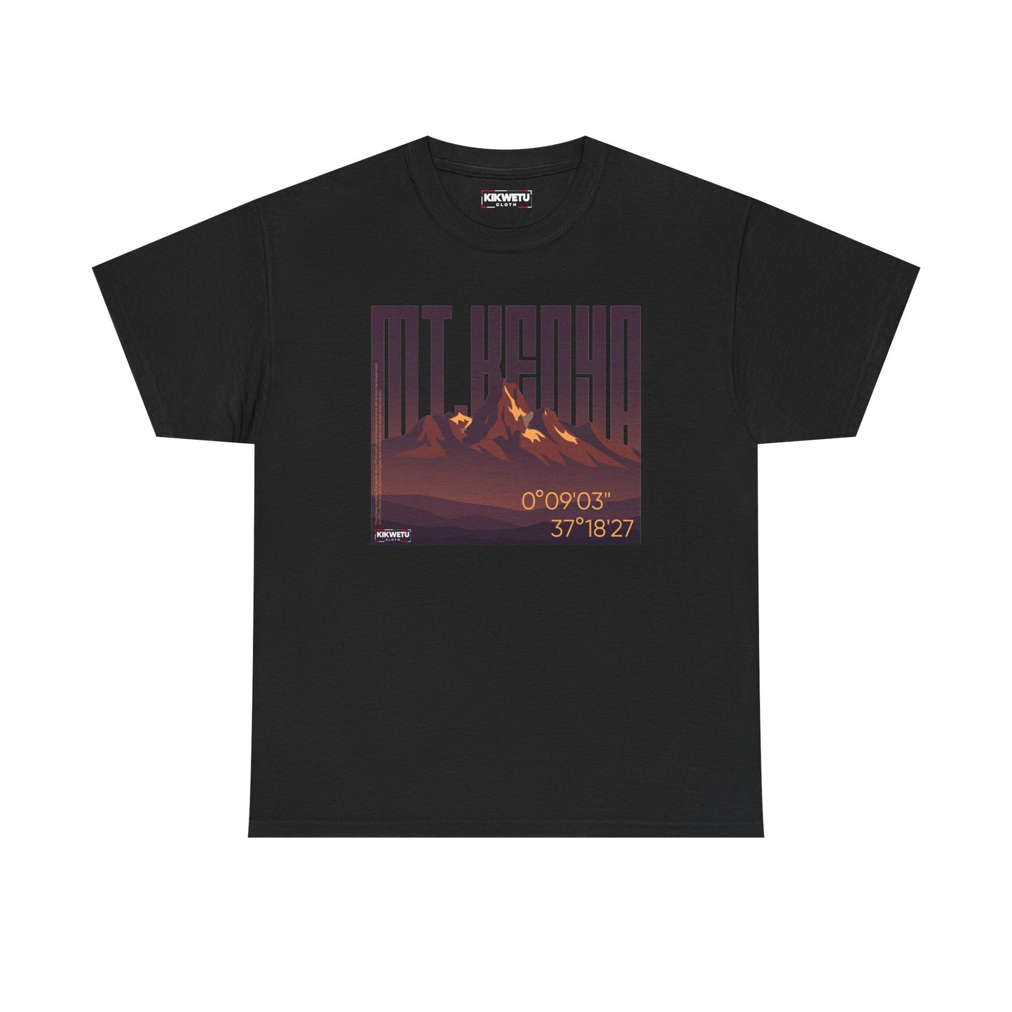 Mountain Graphic Tee – Retro Sunset "Mt Kenya" Coordinates Print