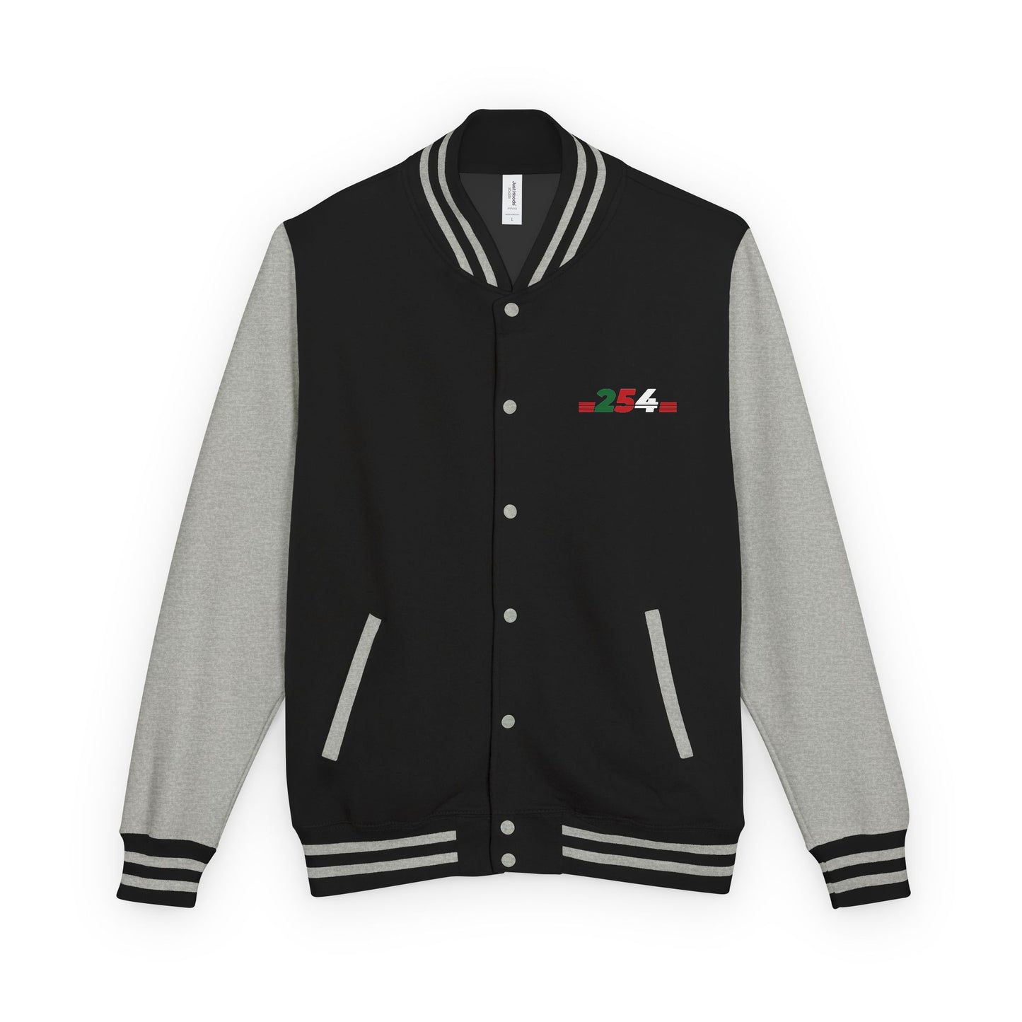 Letterman Jacket with Retro Red-Green Logo — Classic Varsity Style
