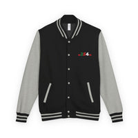 Letterman Jacket with Retro Red-Green Logo — Classic Varsity Style