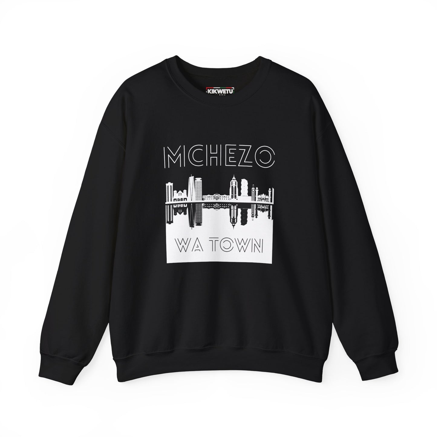 Mchezo Wa Town Skyline Crewneck Sweatshirt — Urban Swahili Cityscape Pullover