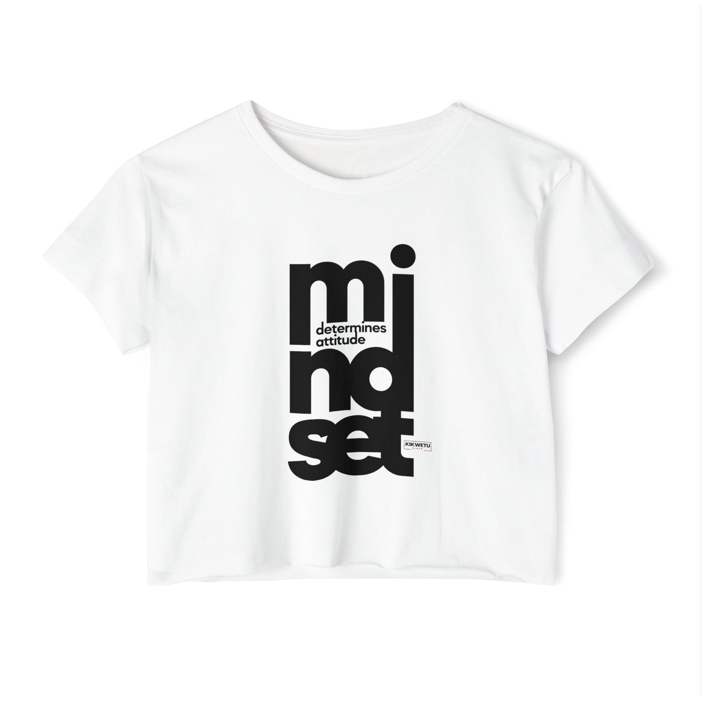 Mindset Crop Top — Vertical Bold Typography Women's Festival Tee