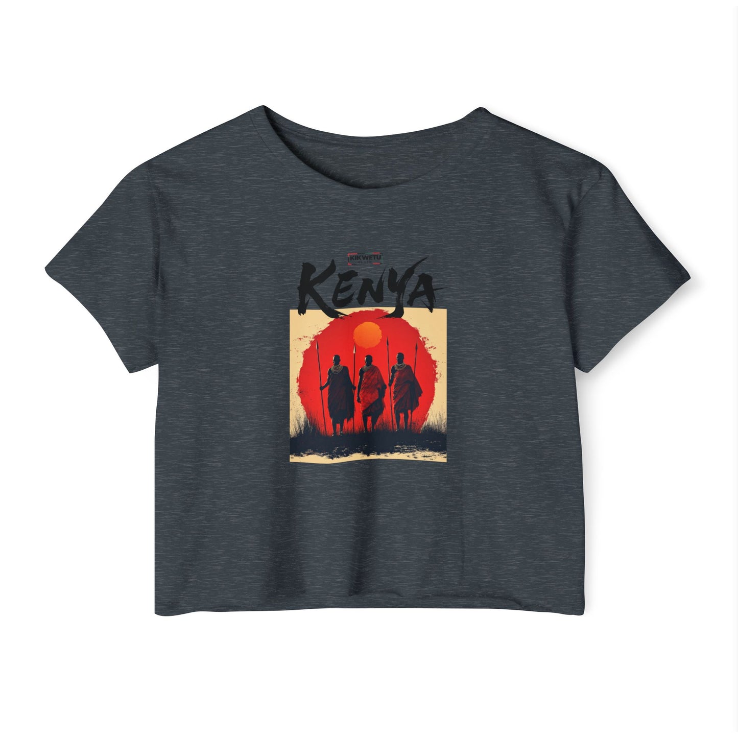 Kenya Sunset Crop Top — Tribal Silhouette Festival Tee