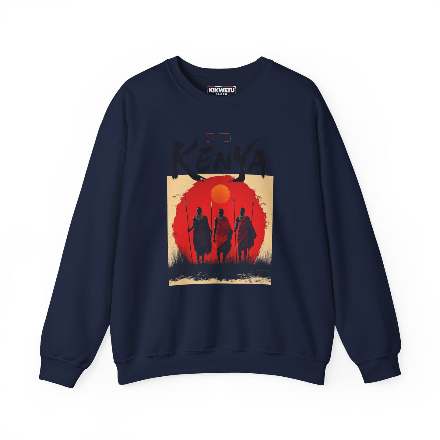 Kenya Safari Crewneck Sweatshirt — African Sunset Masai Design