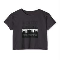 Mchezo Wa Town Crop Top — Black Skyline Festival Tee